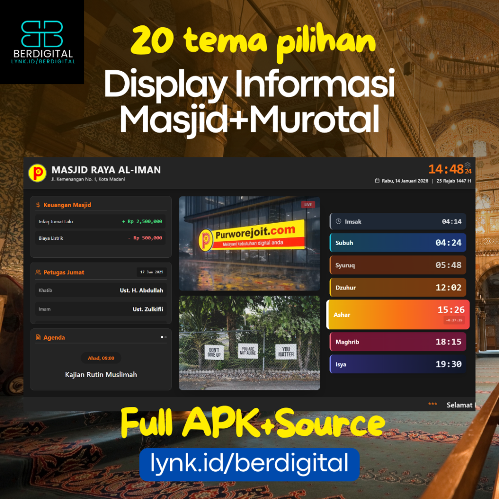 Display Informasi Masjid dengan Jadwal Sholat Plus Murotal Full APK