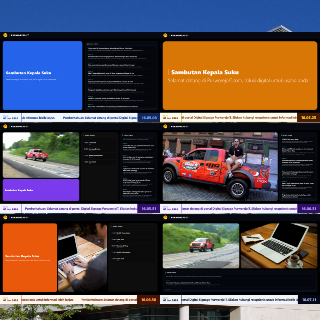 Aplikasi Display Informasi Kantor Support STB Android, Laptop, Smart TV
